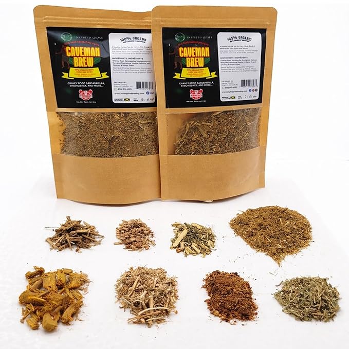 Caveman Brew Jamaican Roots Herbal Tea 2-Pack – Sarsaparilla Chaney Root Medina Ra-Moon and Other Traditional Jamaican Roots Tonic/Tea