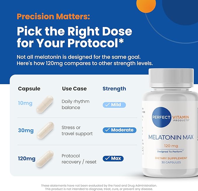 120mg Extra Strength Melatonin MAX - Single Capule Dose - High Dosage Melatonin Ensures Amply Supply Of This Important Hormone - 100% Drug-Free Vegan Non-GMO Gluten-Free (30 Capsules)