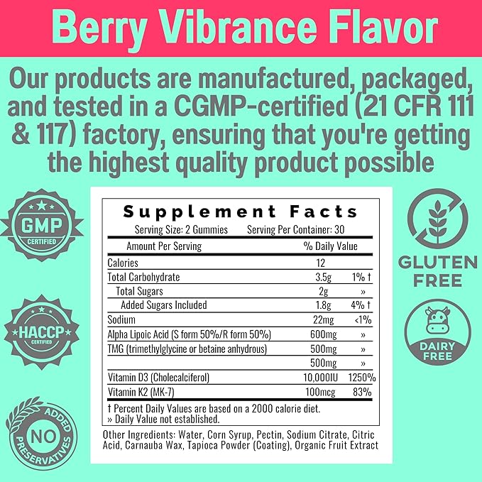 SHIZAM TMG Betaine Alpha Lipoic Acid ALA D3 Fisetin Gummies Tri-Methylglycine trimethylglycine R-Alpha NAD+ Plus + HCL Supplements Mitochondrial Senolytic Activator NR Capsules Powder 600mg 1000mg