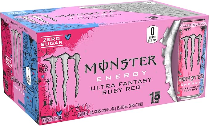 Monster Energy Ultra Fantasy Ruby Red Sugar Free Energy Drink 16 Ounce | Pack of 15