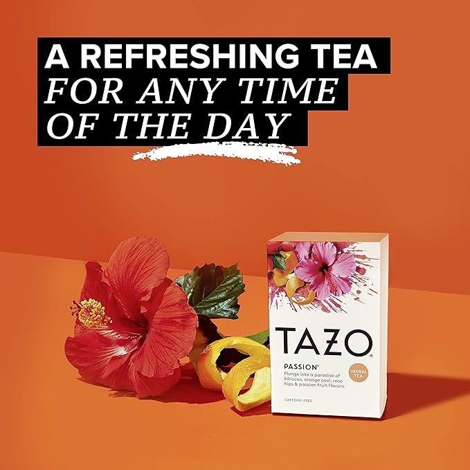 TAZO Passion Herbal Tea Bags Iced or Hot Caffeine-Free 120 Total Tea Bags (20ct - Pack of 12)