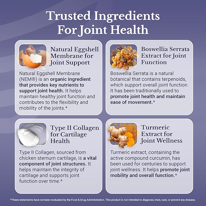 Joint Complex - Joint &amp Cartilage Health - Joint Support Supplement with Calcium NEM Eggshell Membrane Boswellia Serrata - Knee Supplements for Men &amp Women 60 Capsules