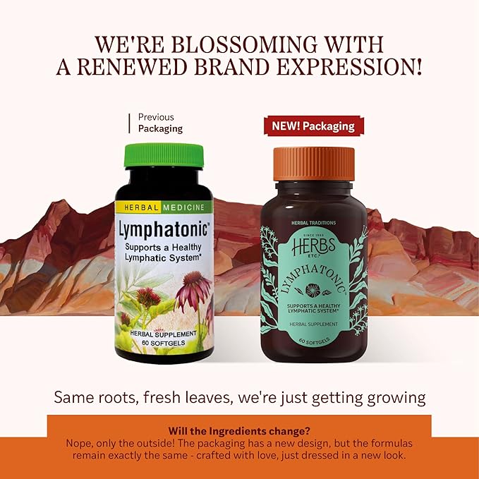 Herbs Etc. Lymphatonic Softgels - Lymph System Support - Support a Healthy Lymphatic System - Gluten-Free Herbal Supplement - 60 Softgels (60 Servings) - 2 Pack