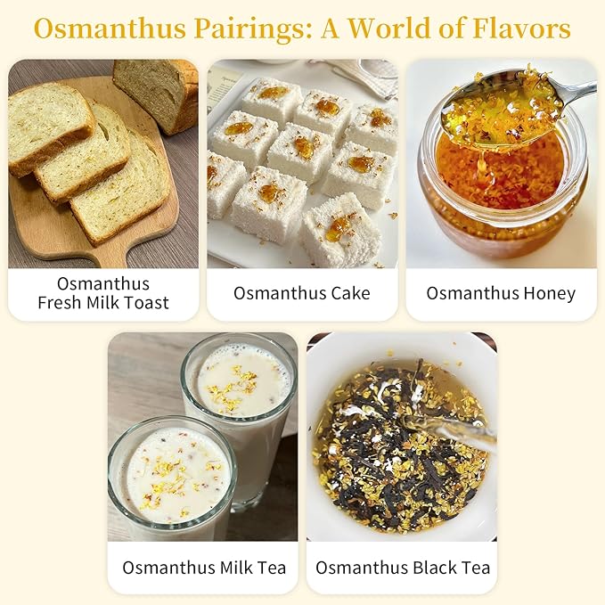 Wanhua Hall Pure Natural Osmanthus Flower Tea 1.76oz/50g Premium Osmanthus Fragrans Herb Gui Hua Dried Intact Blossoms Stem-Free Bright Golden Hue Rich Aroma 桂花 桂花干 无硫无杂