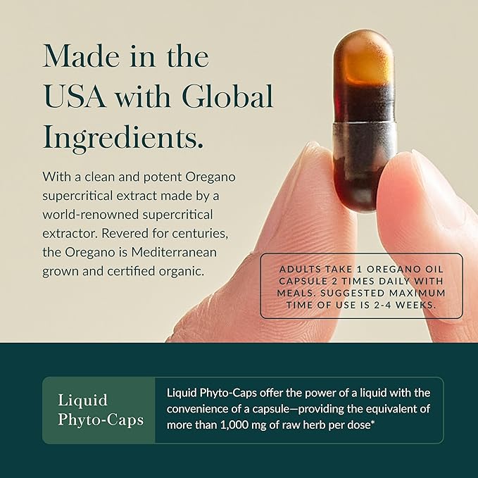 Gaia Herbs Oil of Oregano - Immune &amp Antioxidant Support Supplement - with Oregano Oil Carvacrol &amp Thymol* - 180 Vegan Liquid Phyto-Caps (180 Servings)