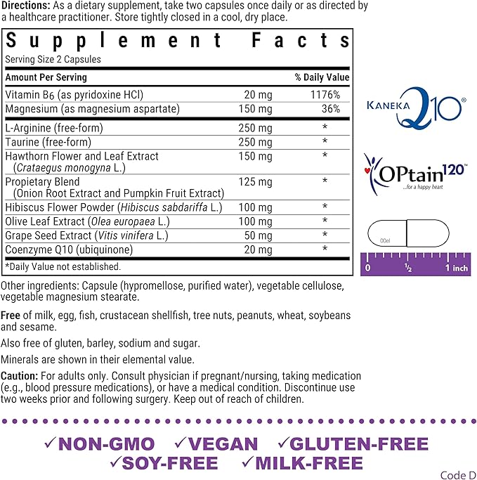 Bluebonnet Nutrition Blood Pressure Support Vascular Health* Non-GMO Vegan Gluten-Free Soy-Free Dairy-Free- 60 Vegetable Capsules 30 Servings