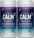 Natural Vitality Sleep Gummies Magnesium Supplement with Melatonin and L-Theanine Vegan Gluten Free Helps The Body Ease Into Sleep Blueberry Pomegranate 120 Count (Pack of 2)