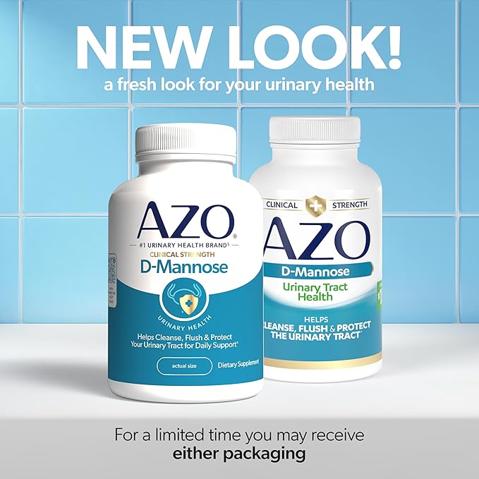 AZO D Mannose Urinary Tract Health Cleanse Flush &amp Protect The Urinary Tract No.1 Pharmacist Recommended Brand Clinical Strength Non-GMO 120 Count