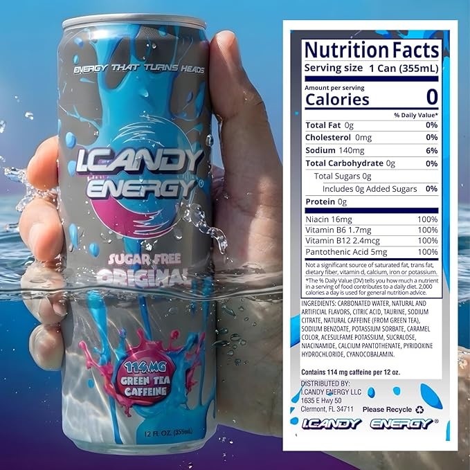 I.CANDY Sugar Free Energy Drink 12 Pack 12 oz Cans