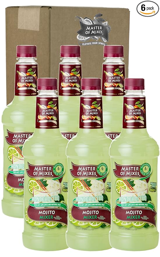 Master of Mixes Mojito Drink Mix Ready To Use 1 Liter Bottle (33.8 Fl Oz) Pack of 6