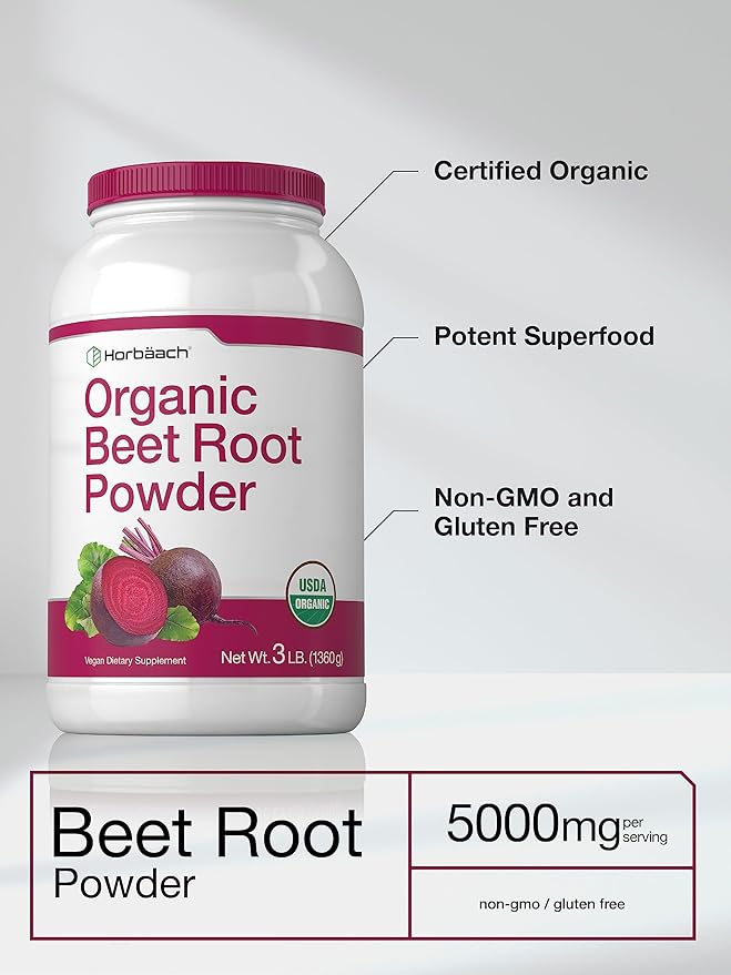 Horbäach Organic Beet Root Powder | 3lb Bulk Supplement | Raw Superfood | Vegan Non-GMO and Gluten Free Formula