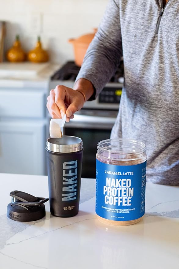 NAKED Caramel Latte Protein Coffee - Premium Colombian Iced Coffee Protein Shake Drink Delicious Keto Friendly and Gluten Free 17 Servings