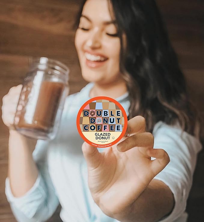 Double Donut Flavored Coffee Pods Medium Roast Glazed Donut Coffee Pods Single-Serve Pods for Keurig K Cup Brewer Machines 80 Count Value Pack