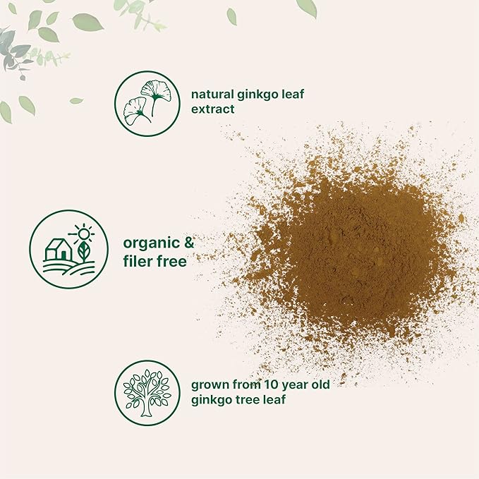 Micro Ingredients Organic Ginkgo Biloba Extract Powder 8oz | Naturally Occurring Ginkgo Flavone Glycosides | Herbal Supplements for Women &amp Men | Non-GMO Vegan Friendly