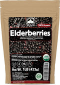 Elderberries – 1lb (Real Wild Harvest) | 100% USDA Certified Organic | Bulk Black Dried Elderberry | for Making Elder Syrup Gummies Tea - Raw Vegan Sambucus Nigra