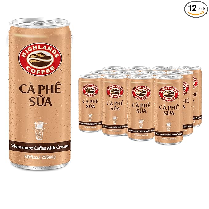 Highlands Coffee C PH SA 7.9 oz Can Bundle (6/12/24 Count) - Premium Iced Milk Coffee with Condensed Milk (Pack of 12)