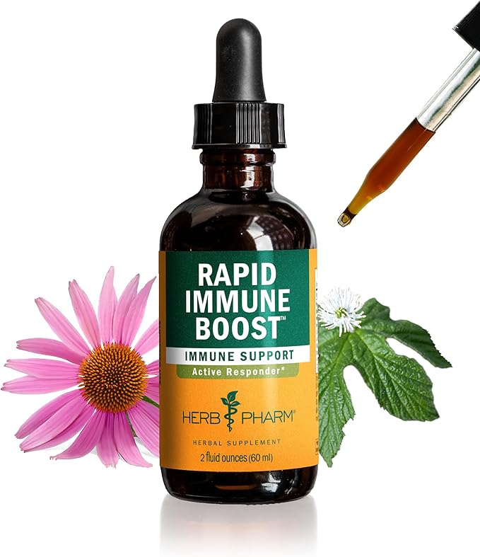 Herb Pharm Organic Rapid Immune Boost: Fast-Absorbing Tincture for Adults Echinacea Tincture with Goldenseal Ginger Extract &amp Elderberry Immune Support Supplement &amp Wellness Aid 2 Oz