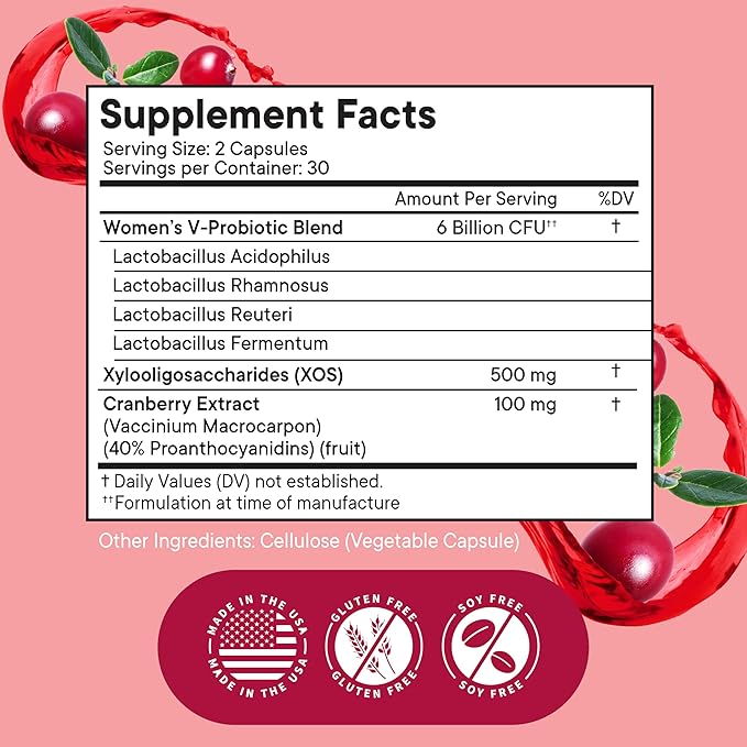 NEW AGE Vaginal Probiotics for Women with Prebiotics Cranberry Extract and a Lactobacillus Probiotic Blend Supports Healthy pH Balance Odor Control Vaginal Flora - 60 Capsules