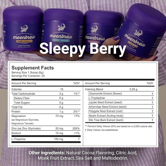 MoonBrew Sleep Aid Sleepy Berry Smoothie Drink Mix &amp Electric Milk Frother Bundle