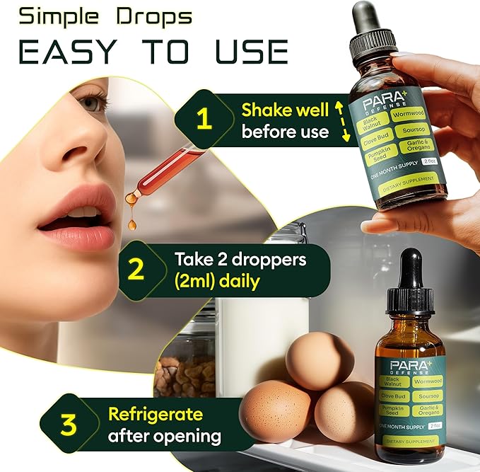 para Defense Digestive Cleanse &amp Detox | Wormwood Black Walnut Cleanse for Humans Drops Liquid Soursop Garlic Pumpkin Seed PAU D'Arco Oil of Oregano Turmeric Berberine Neem Extract Hull Bark Tinct