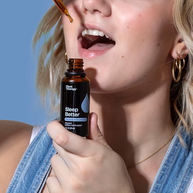 Plant Therapy Organic Sleep Better Tincture 30 mL (1 oz) Supports Relaxation &amp Sleep Helps Calm a Busy Mind with Chamomile Lemon Balm &amp Valerian Extracts
