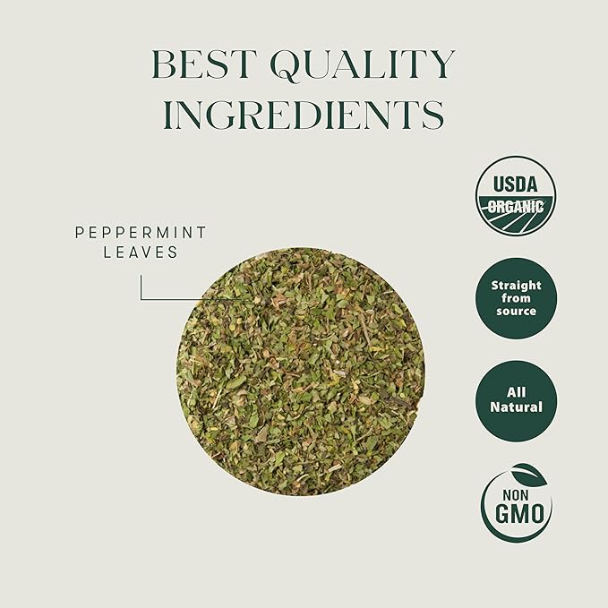 Luxmi Estates Organic Purely Peppermint 50 Tea Bags (100g/3.5oz) Pack | Caffeine Free | Biodegradable Tea Bags