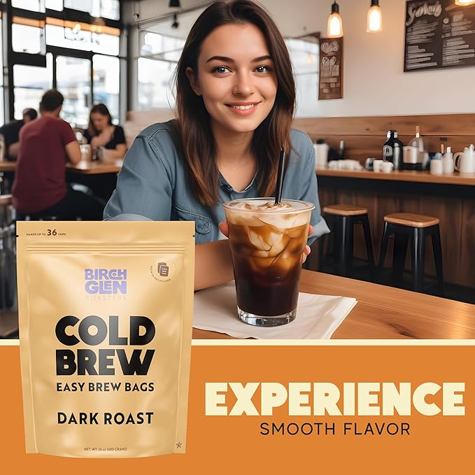 Birch Glen Roasters Cold Brew Coffee Bags - 12 Pack of Coarse Ground Coffee Filter Pitcher Packs for Easy Brewing - 100% Arabica - Yields 6 Pitchers - Hazelnut Flavor