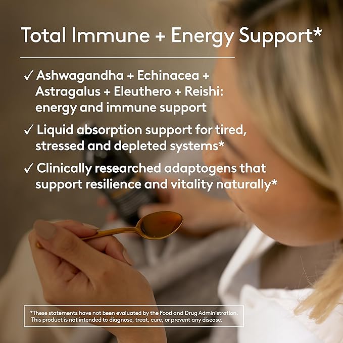 Immune + Energy Syrup Herbal Formula with Ashwagandha Echinacea Astragalus and Ginseng High Absorption Easy to Take Caffeine-Free - 6.7 Fl oz (40 Servings)