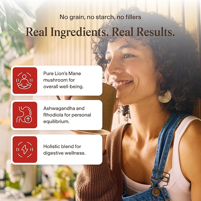 Real Mushrooms RealClarity Capsules – Lion’s Mane KSM-66 Ashwagandha Rhodiola &amp Bacopa – Mental Sharpness Alertness. &amp Adaptogenic Support – Vegan Non-GMO – 60 Count Mushroom Supplement