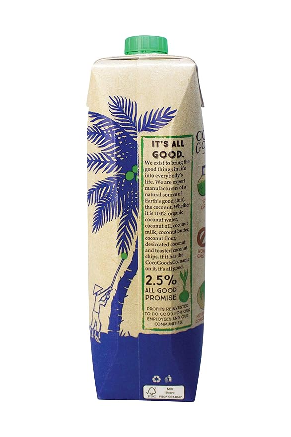 CocoGoodsCo Vietnam Single-Origin 100% Organic Coconut Water Non-GMO Never from Concentrate (33.8 fl. oz/1 liter 6 pack)