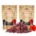 2LB Whole Dried Hibiscus Flowers (Flor de Jamaica) for Hibiscus Tea &amp Mexican Agua Fresca | Natural Non-GMO No Preservatives | Includes Resealable 1lb Stand-Up Pouches | Sabor Orgánico
