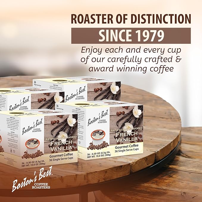 Boston’s Best - French Vanilla Medium Roast Gourmet Coffee Delicious Flavored Compatible with Keurig Coffee Maker 1 Count (144 Single Serve Cups)