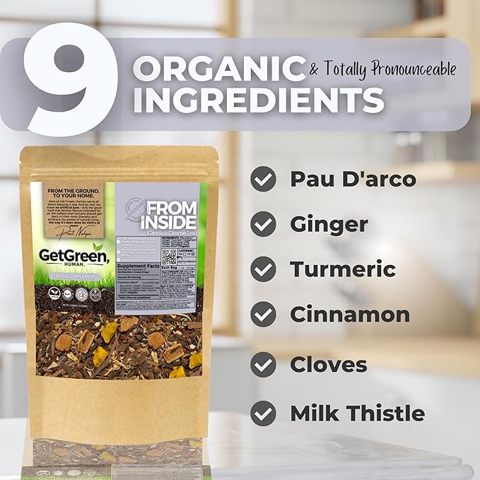 Cleanse &amp Healthy Digestion Loose Leaf Tea w/ Pau D Arco Ginger &amp Echinacea | Organic Herbal Tea | 2 oz (57 gram) | Decaf Vegan Healthy No Caffeine Organic Herbs No Natural or Artificia