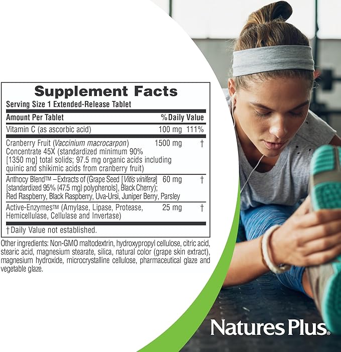 NaturesPlus Herbal Actives Ultra Cranberry 1500 30 Tablets - Urinary Tract Support - Vegetarian Gluten Free - 30 Servings