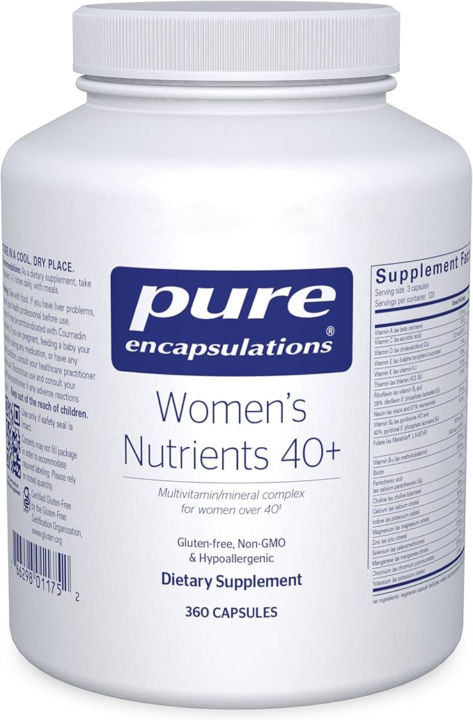 Pure Encapsulations Women's Nutrients 40+ - Multivitamin for Women Over 40 to Support Urinary Tract Health Breast Cell Health &amp Eye Integrity* - with Vitamin C E &amp A - 360 Capsules