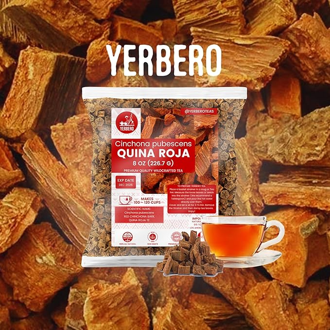 Yerbero - 2 Piece Bundle: Palo De Vbora 8oz &amp Quina Roja 8oz | rbol De La Vbora &amp Red Cinchona Bark HerbalTea Wildcrafted Gluten-Free Non-GMO Natural Herbal Whole Tea