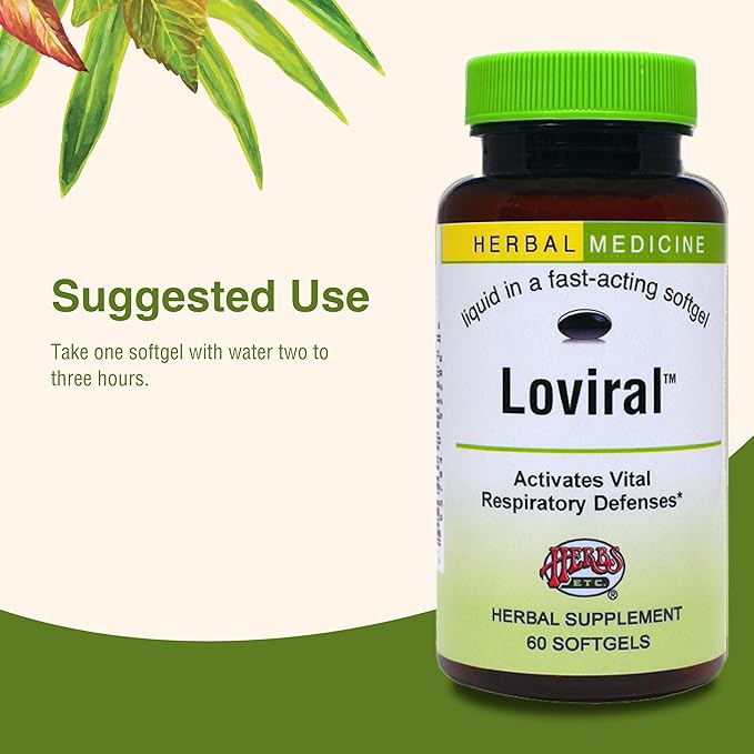Herbs Etc. Loviral - Lung Health Supplement for Respiratory Defense &amp Support - Herbal Supplement with Lomatium Pelargonium &amp OSHA - Gluten-Free - 60 Softgels (60 Servings)