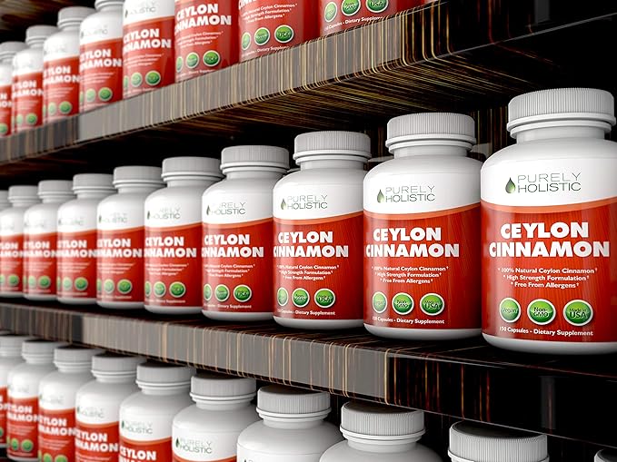 Purely Holistic Ceylon Cinnamon Capsules 1500mg 225 Vegan Cinnamon Capsules 75 Day Supply (25% More Servings) True Sri Lankan Ceylon Cinnamon Supplement