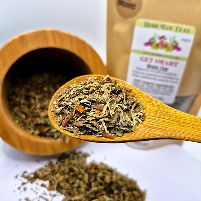 BRAIN &amp MEMORY TEA – Focus Memory &amp Mental Clarity Support – Organic Loose Leaf – by Master Herbalist Khabir | Ginkgo Leaf Brahmi &amp Gotu Kola