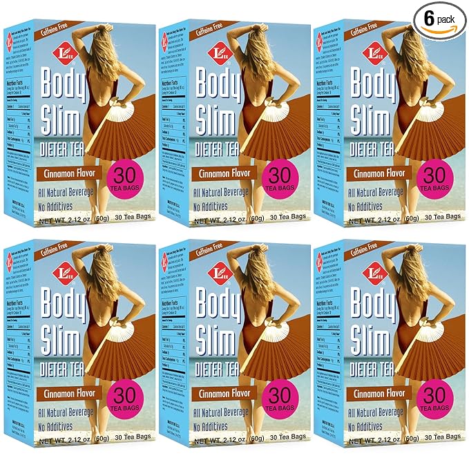 Uncle Lee’s Body Slim Dieters Tea Detox &amp Slimming Tea Senna Bitter Orange Cinnamon Flavor &amp Chicory Root Natural Laxative Caffeine-Free Herbal Tea Bags 30 Count Ea (Pack of 6)
