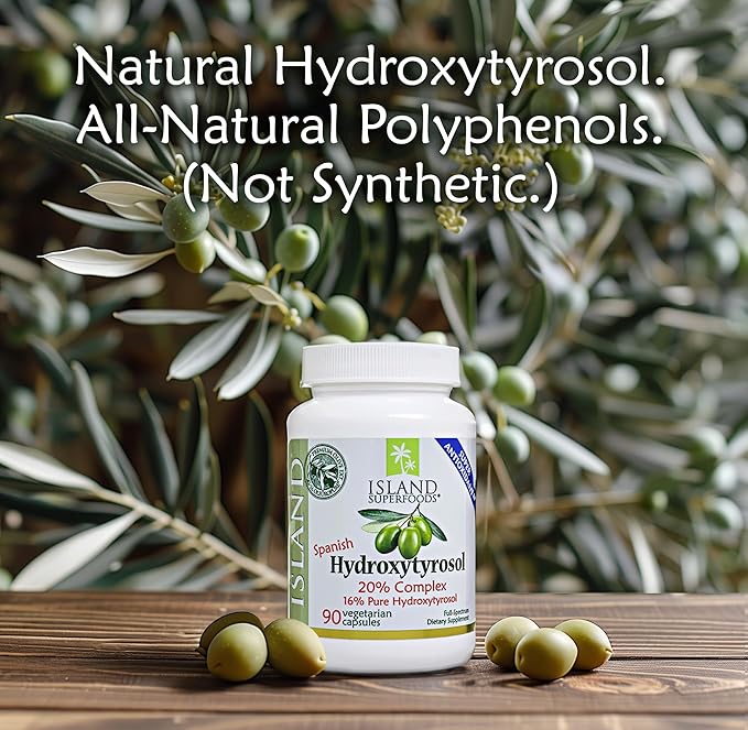 20% Hydroxytyrosol Complex™ Olive Fruit Extract - Super Strength 100% Grown &amp Extracted in Spain. 90 Capsules 100 mg from The Maker of Real European Olive Leaf Extract