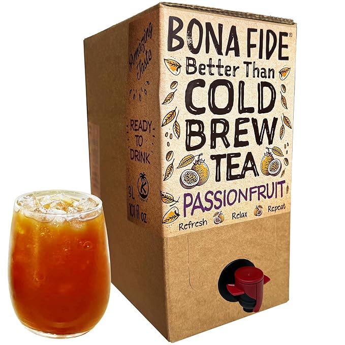 Better Than Cold Brew Passion Fruit Tea 3L (101 Fl Oz) Bag in Box with Tap | Tropical Fruity &amp Refreshing | Eco-Friendly Packaging