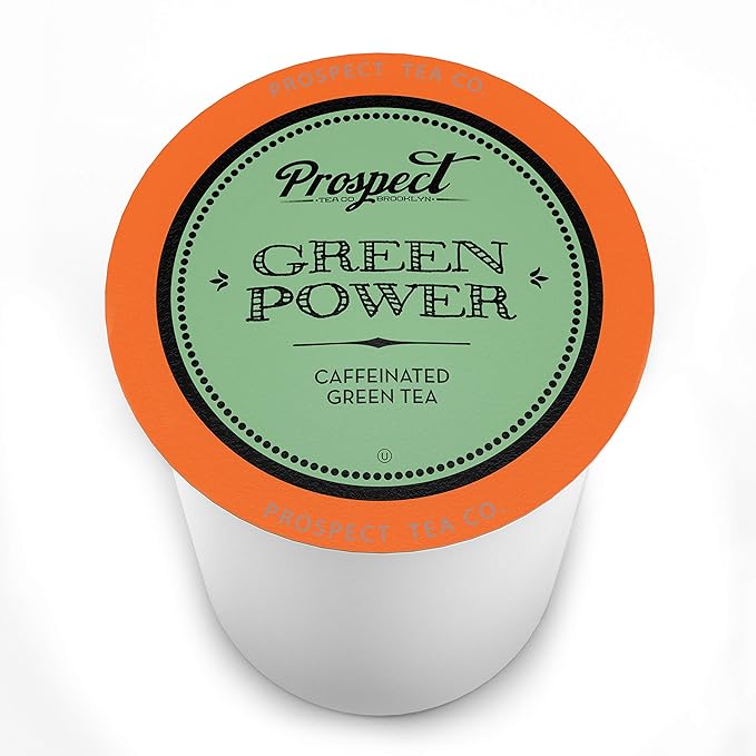 Prospect Tea Co. Green Power Caffeinated Tea Pods Compatible with K Cup Brewers Including 2.0 40 Count