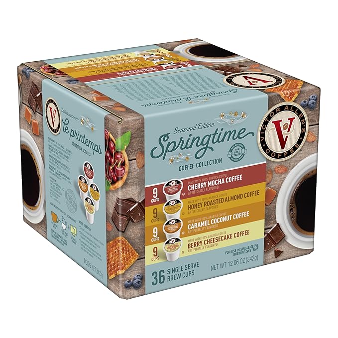 Victor Allen's Coffee Springtime Coffee Variety Pack Medium Roast 36 Count Single Serve Coffee Pods for Keurig K-Cup Brewers