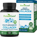 ForestLeaf Multi Collagen Pills with Hyaluronic Acid + Vitamin C | Hydrolyzed Collagen Supplements for Women or Men | Multi Collagen Capsules Peptides for Skin Wrinkles 120 Caps