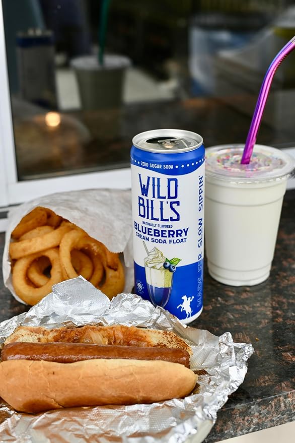 Blueberry - Wild Bill's Zero Sugar Cream Soda Zero Artificial Colors Flavors or Preservatives Naturally Sweetened (Individual 12oz Cans12-Pack)