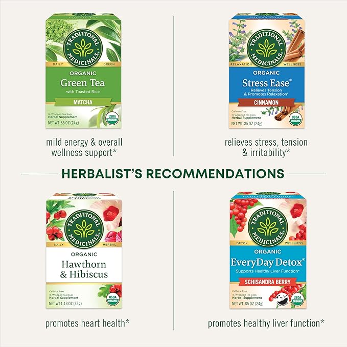 Traditional Medicinals - Organic Hibiscus Herbal Tea - Supports Heart Health - 96 Tea Bags Total (Pack of 12)