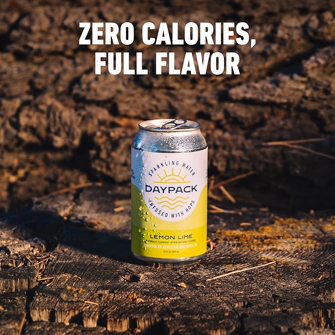 Athletic Brewing Company Daypack Sparkling Water Infused With Hops Gluten Free &amp Vegan Soda Water Zero Calorie Natural Flavors Lemon Lime 24 Pack 12 FL Oz Cans