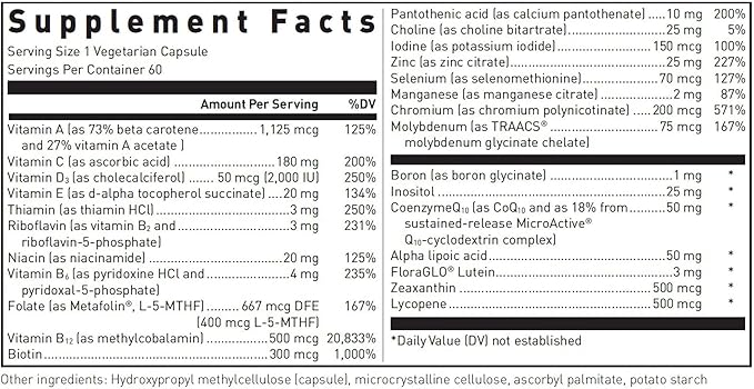 Douglas Laboratories Ultra Preventive 1 Daily | Multivitamin and Mineral Supplement to Support Energy Production Immune Function and Overall Health* | 60 Capsules