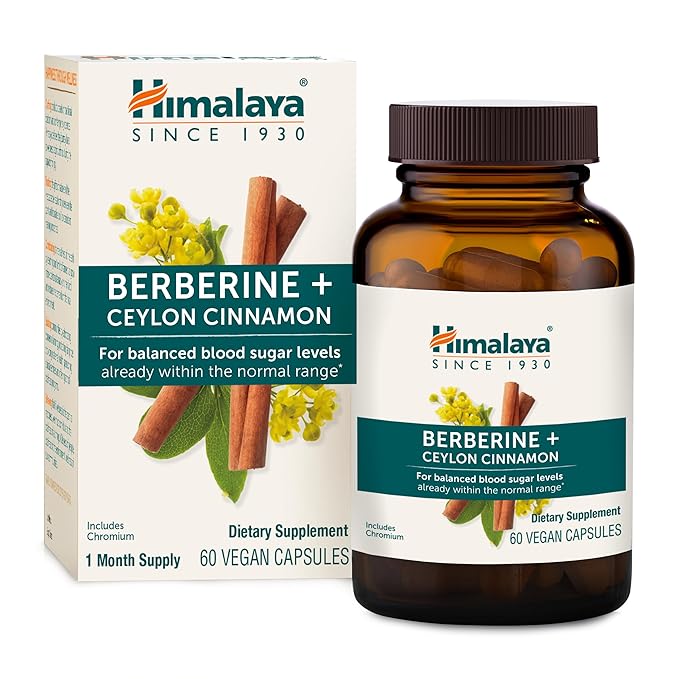 Himalaya Berberine with Ceylon Cinnamon - Herbal Supplement for Supporting Normal Metabolism Immune and Digestive Health - Vegan Gluten Free 60 Vegetarian Capsules